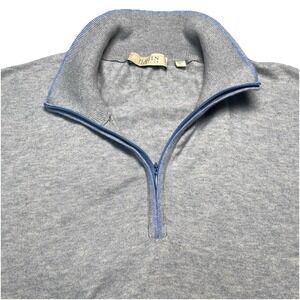 Hagen Carmel 1/4 Zip Sweater XL Lightweight Cotton Cashmere Gray Blue Preppy